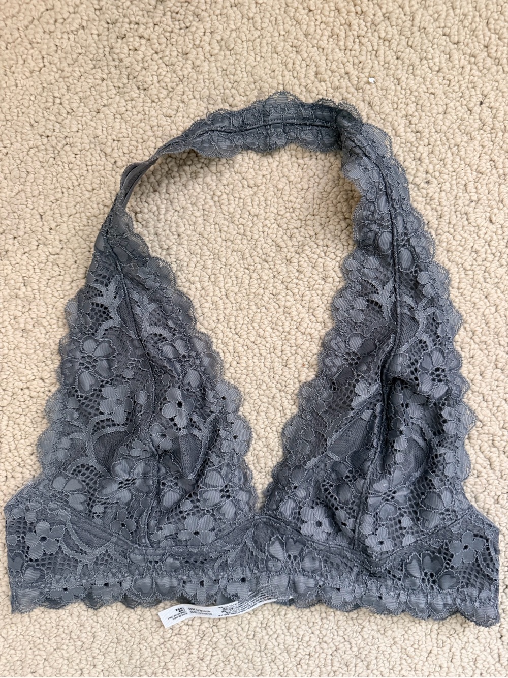 Free People Gray Floral Lace Halter Bralette